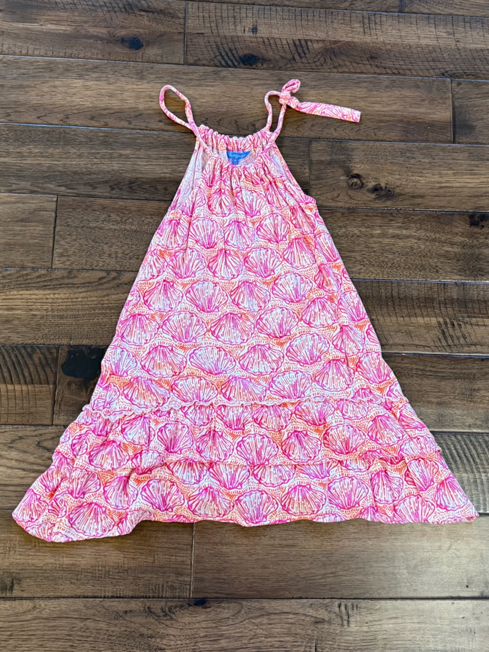 Girls' Pink Shell-Pattern Halter Sundress, Size 10